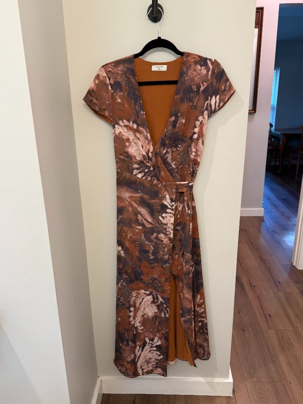 Aritzia | BABATON - Midi Slip Wrap Dress Multi/Brown | XXS | Womens, pockets